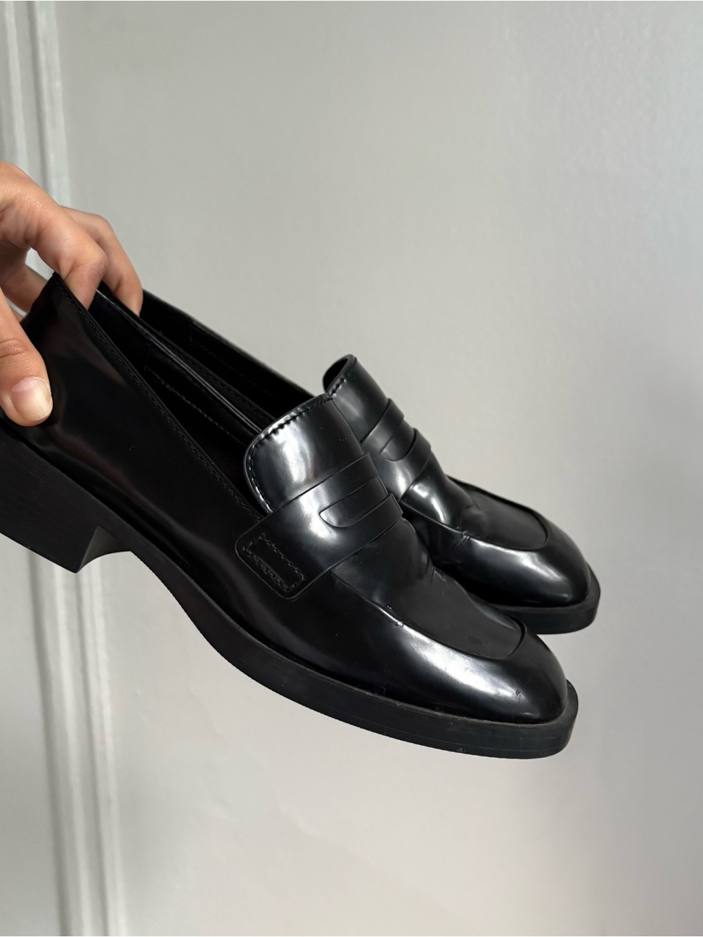 Charles & Keith Black Square Toe Loafers